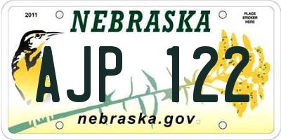 NE license plate AJP122