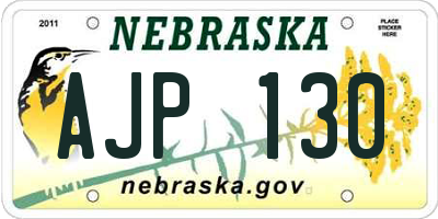NE license plate AJP130