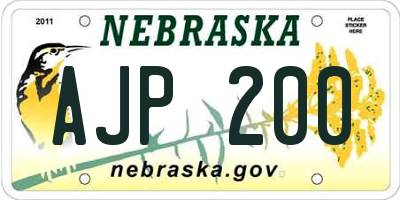 NE license plate AJP200