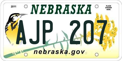 NE license plate AJP207