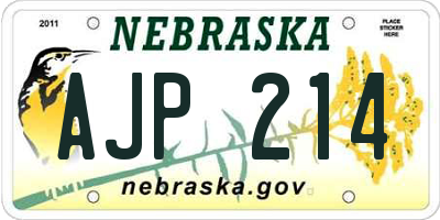 NE license plate AJP214