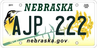 NE license plate AJP222