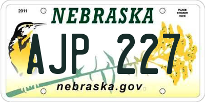 NE license plate AJP227