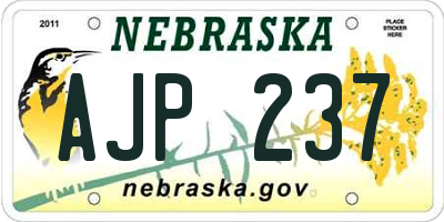 NE license plate AJP237