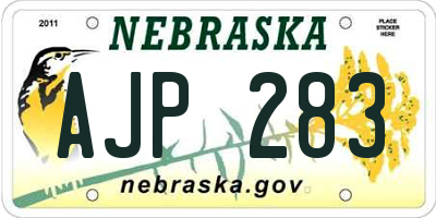 NE license plate AJP283