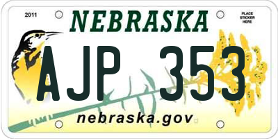 NE license plate AJP353