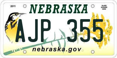 NE license plate AJP355