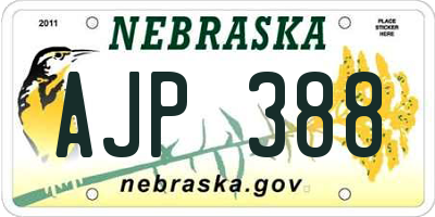 NE license plate AJP388