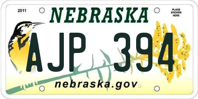 NE license plate AJP394
