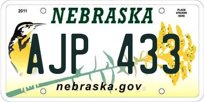 NE license plate AJP433