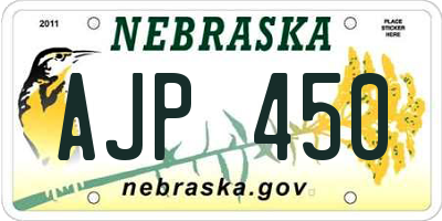 NE license plate AJP450
