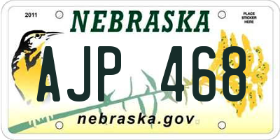 NE license plate AJP468