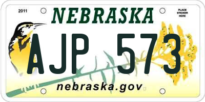 NE license plate AJP573