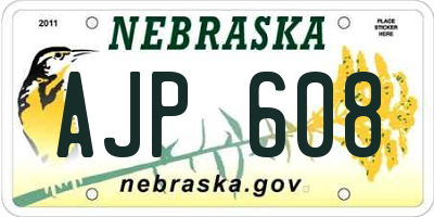 NE license plate AJP608
