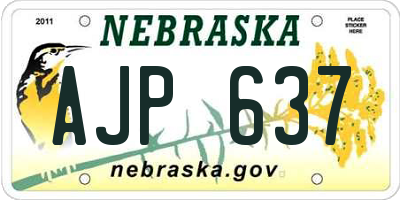 NE license plate AJP637