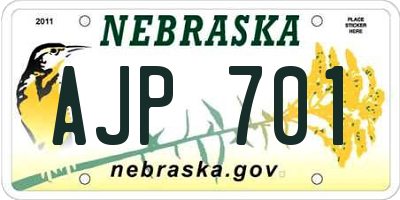 NE license plate AJP701