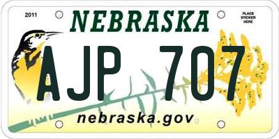 NE license plate AJP707