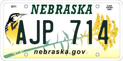 NE license plate AJP714