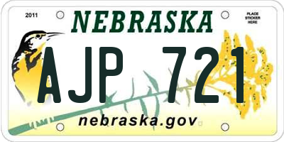 NE license plate AJP721