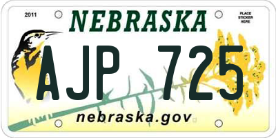 NE license plate AJP725