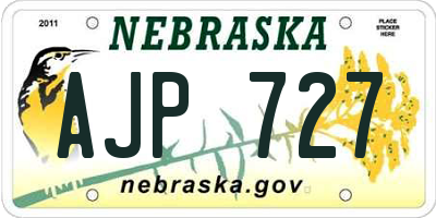 NE license plate AJP727