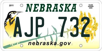 NE license plate AJP732