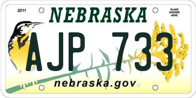 NE license plate AJP733