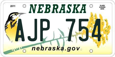 NE license plate AJP754