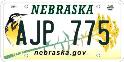 NE license plate AJP775