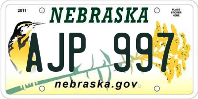 NE license plate AJP997