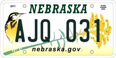 NE license plate AJQ031