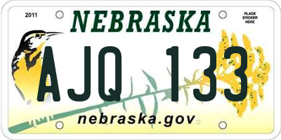 NE license plate AJQ133