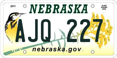 NE license plate AJQ227