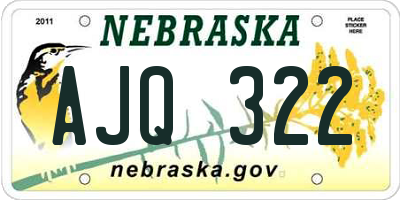 NE license plate AJQ322