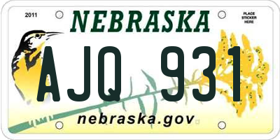 NE license plate AJQ931