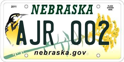 NE license plate AJR002