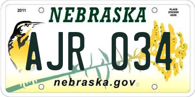 NE license plate AJR034