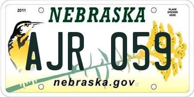 NE license plate AJR059