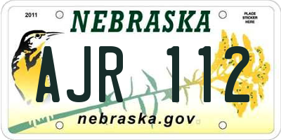 NE license plate AJR112