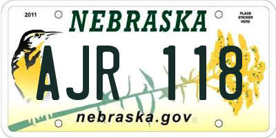 NE license plate AJR118