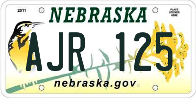 NE license plate AJR125