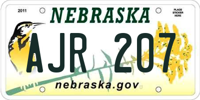 NE license plate AJR207