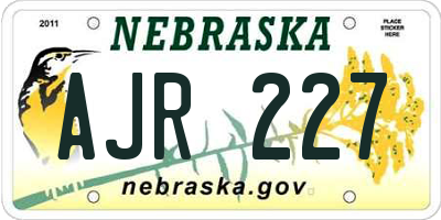 NE license plate AJR227