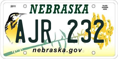 NE license plate AJR232