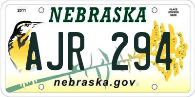 NE license plate AJR294