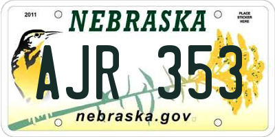 NE license plate AJR353