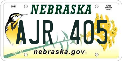 NE license plate AJR405