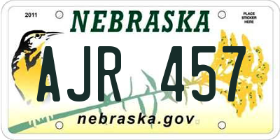 NE license plate AJR457