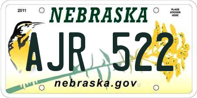 NE license plate AJR522