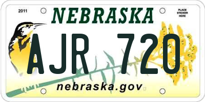 NE license plate AJR720